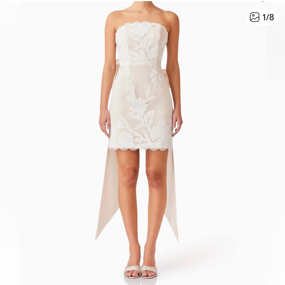 Elliatt Florian Bow Mini Dress in Ivory